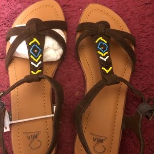 Mia 2 Brown Beaded Sandals